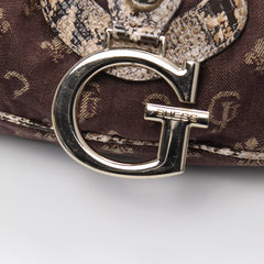 Guess Handtasche Y2K Braun Grau Damen Baumwolle – Nahaufnahme-2