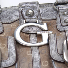 Guess Handtasche Y2K Braun Grau Damen Baumwolle Kunstleder – Nahaufnahme-2