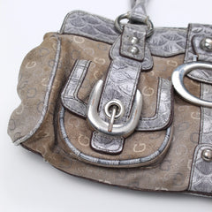 Guess Handtasche Y2K Braun Grau Damen Baumwolle Kunstleder – Nahaufnahme-3