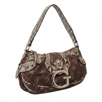 Guess Handtasche Y2K Braun Grau Damen Baumwolle – Vorderansicht