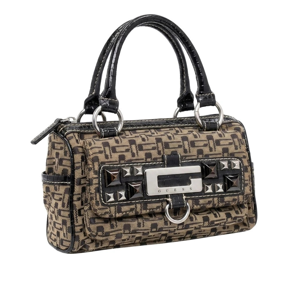 Guess Handtasche Y2K Braun Schwarz Damen Baumwolle Kunstleder – Vorderansicht