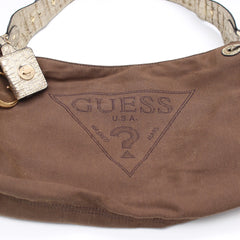 Guess Handtasche Y2K Braun Silber Damen Baumwolle PVC – Nahaufnahme-1