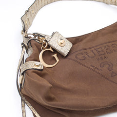 Guess Handtasche Y2K Braun Silber Damen Baumwolle PVC – Nahaufnahme-3
