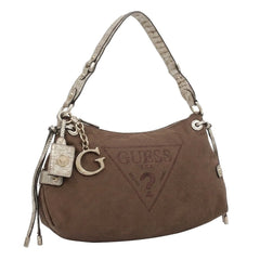 Guess Handtasche Y2K Braun Silber Damen Baumwolle PVC – Vorderansicht