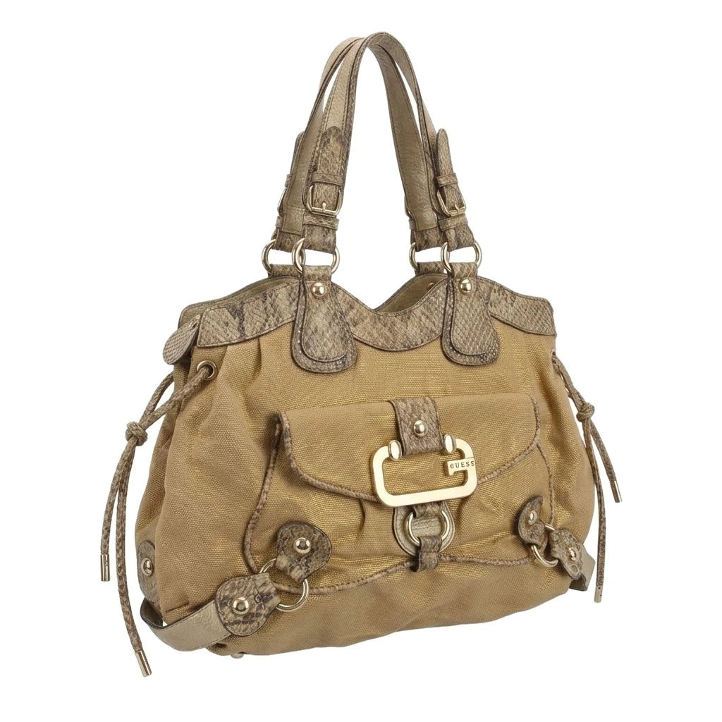 Guess Handtasche Y2K Gold Beige Damen Baumwolle PVC – Vorderansicht