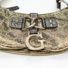 Guess Handtasche Y2K Gold Grau Damen Baumwolle – Nahaufnahme-2