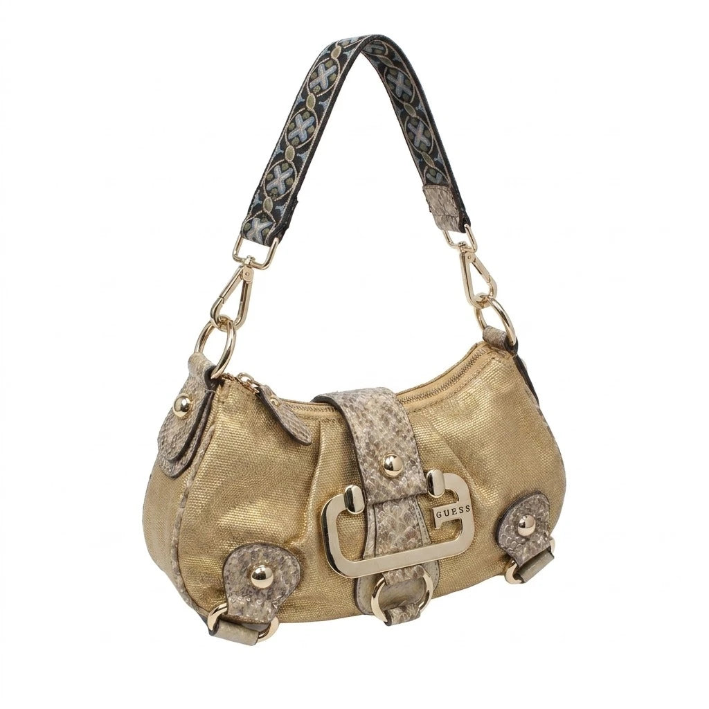 Guess Handtasche Y2K Gold Silber Damen Baumwolle – Vorderansicht