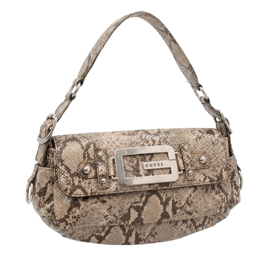 Guess Handtasche Y2K Grau Braun Damen Kunstleder – Vorderansicht