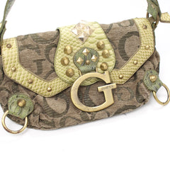 Guess Handtasche Y2K Khaki Braun Damen Baumwolle PVC – Nahaufnahme-1