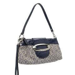 Guess Handtasche Y2K Marineblau Beige Damen Baumwolle Kunstleder – Vorderansicht