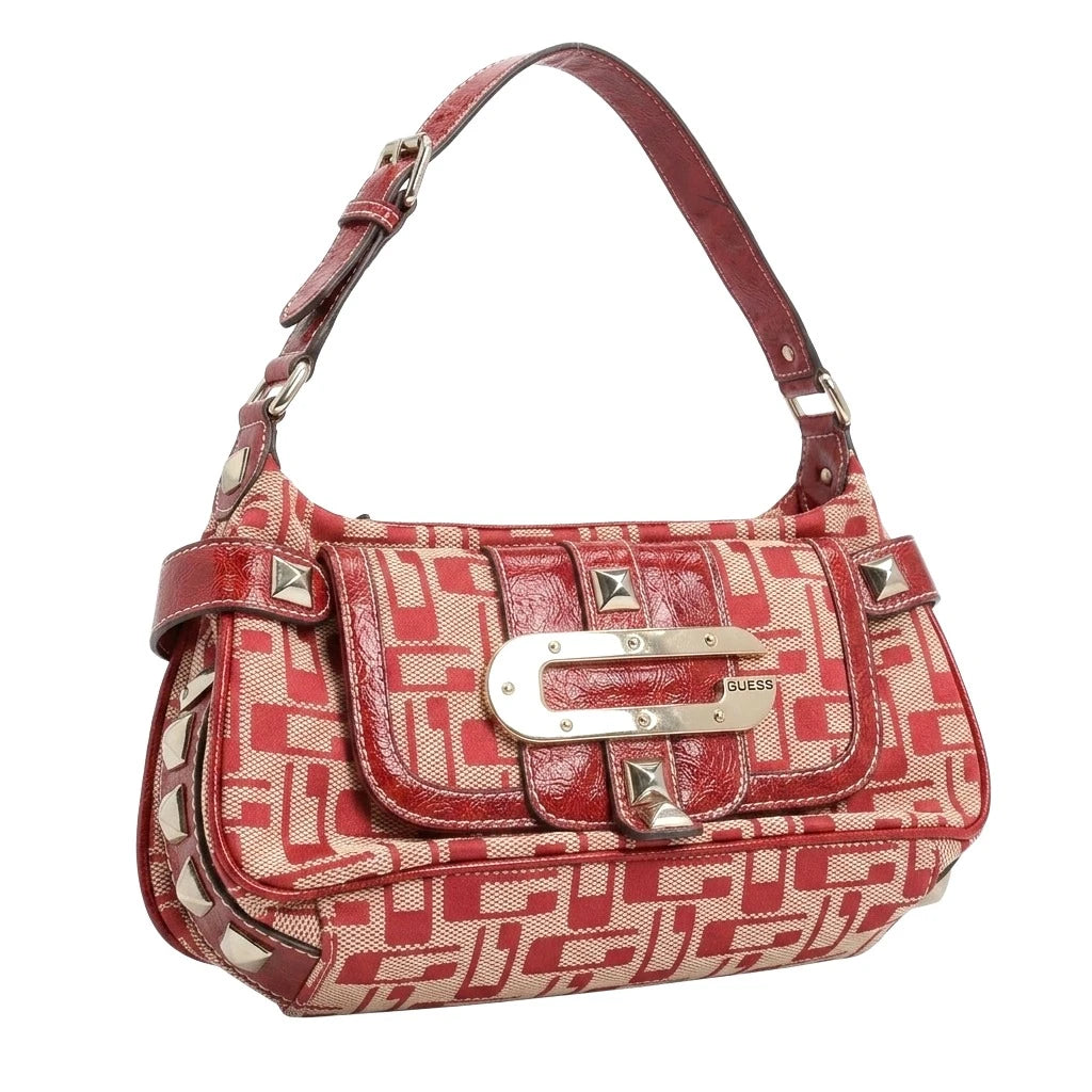 Guess Handtasche Y2K Rot Creme Damen Baumwolle – Vorderansicht