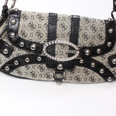 Guess Handtasche Y2K Schwarz Beige Damen Baumwolle PVC – Nahaufnahme-1