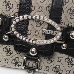 Guess Handtasche Y2K Schwarz Beige Damen Baumwolle PVC – Nahaufnahme-2