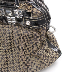 Guess Handtasche Y2K Schwarz Beige Damen Baumwolle PVC – Nahaufnahme-3