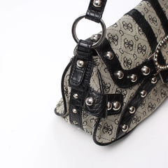 Guess Handtasche Y2K Schwarz Beige Damen Baumwolle PVC – Nahaufnahme-3
