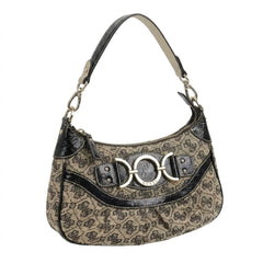 Guess Handtasche Y2K Schwarz Beige Damen Polyester, Lackleder – Vorderansicht