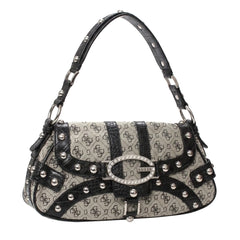 Guess Handtasche Y2K Schwarz Beige Damen Baumwolle PVC – Vorderansicht