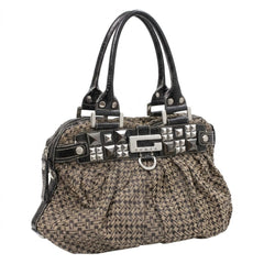 Guess Handtasche Y2K Schwarz Beige Damen Baumwolle PVC – Vorderansicht