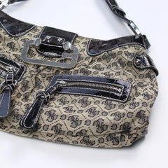Guess Handtasche Y2K Schwarz Braun Damen Baumwolle – Nahaufnahme-2