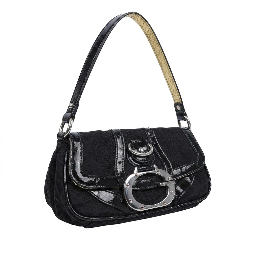 Guess Handtasche Y2K Schwarz Gold Damen Kunstleder – Vorderansicht