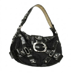 Guess Handtasche Y2K Schwarz Gold Damen Baumwolle Kunstleder – Vorderansicht