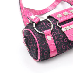Guess Handtasche Y2K Schwarz Pink Damen Baumwolle PVC – Nahaufnahme-3