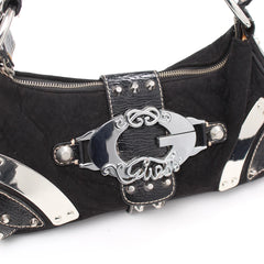 Guess Handtasche Y2K Schwarz Silber Damen Baumwolle Kunstleder – Nahaufnahme-1