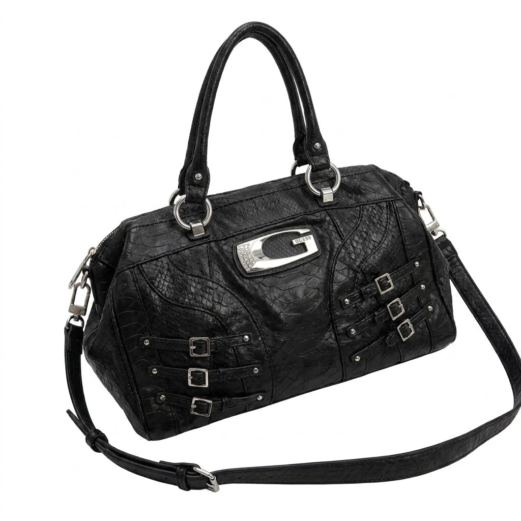 Guess Handtasche Y2K Schwarz Silber Damen Kunstleder – Vorderansicht