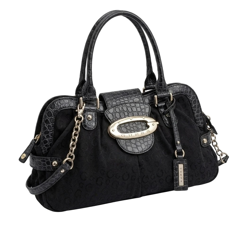Guess Handtasche Y2K Schwarz Silber Damen Baumwolle – Vorderansicht