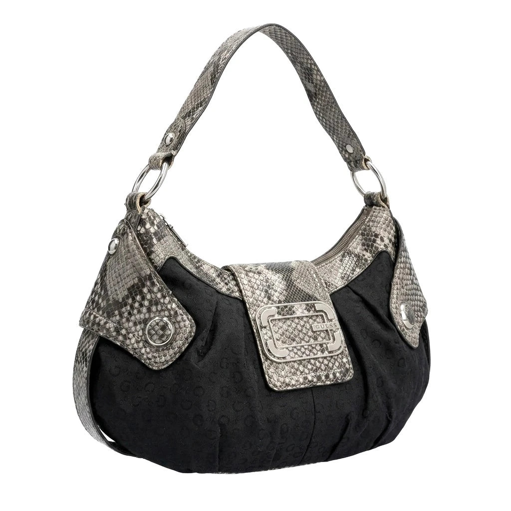 Guess Handtasche Y2K Schwarz Silber Damen Kunstleder – Vorderansicht