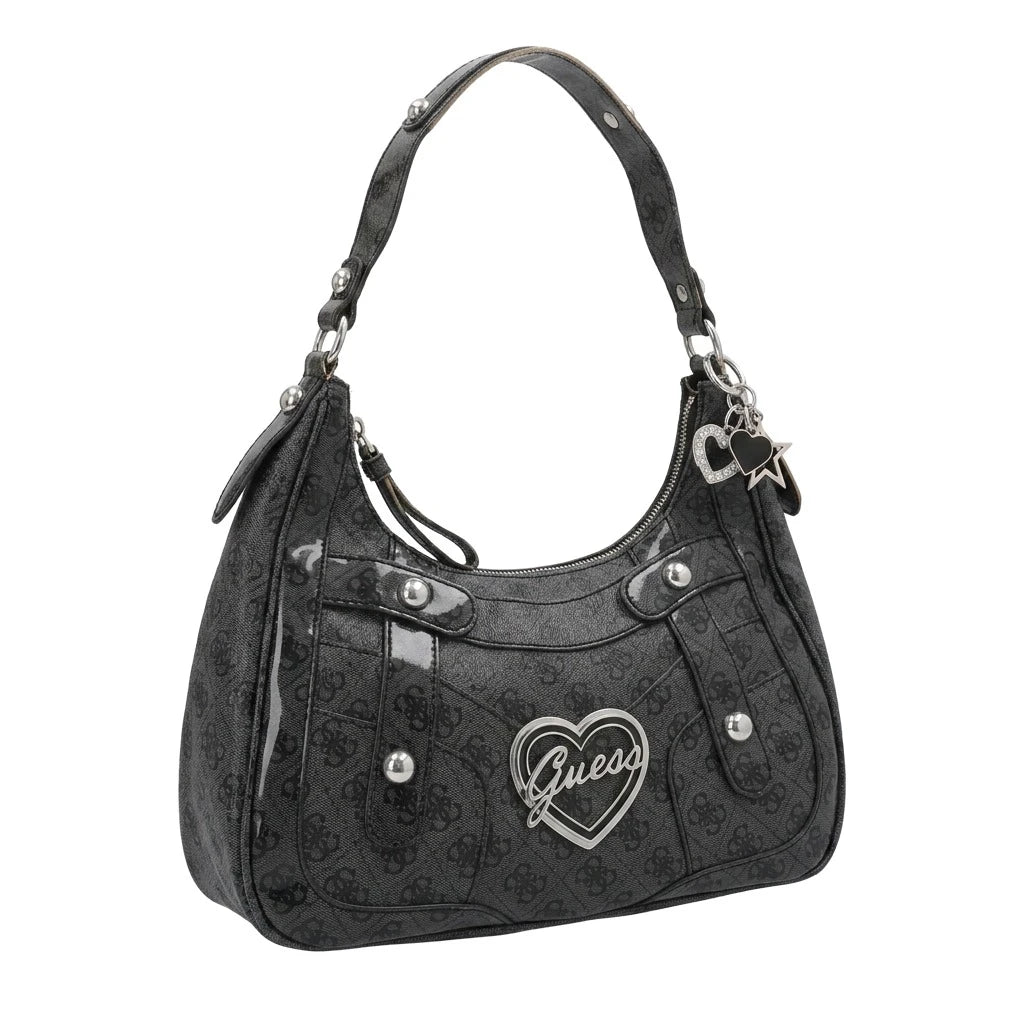 Guess Handtasche Y2K Schwarz Silber Damen Kunstleder – Vorderansicht