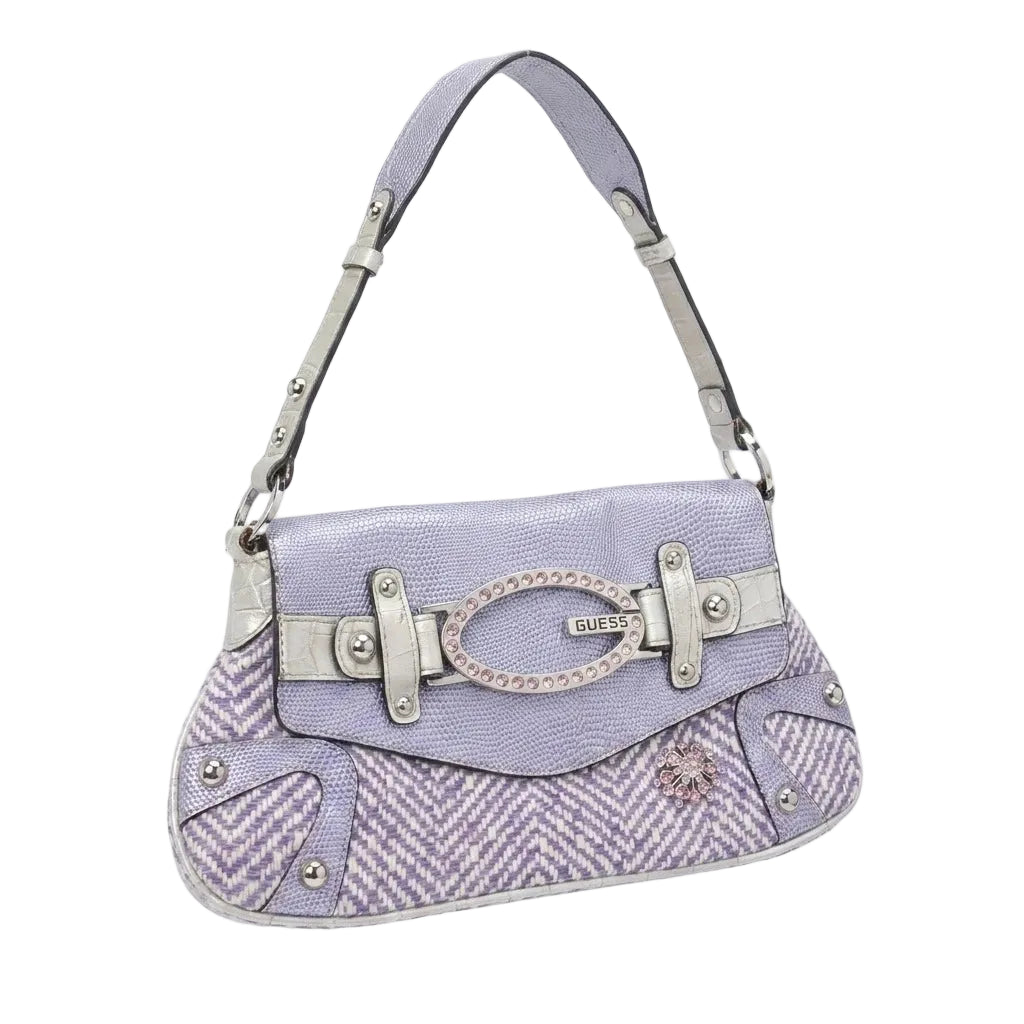 Guess Handtasche Y2K Silber Flieder Damen Baumwolle – Vorderansicht