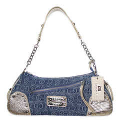 Gussaci Vintage Gold Pattern Helles Denim Bag