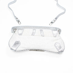Gussaci Curved Baguette Bag White Silvery