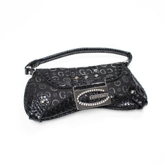 Gussaci Curved Baguette Bag Black Silvery