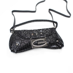 Gussaci Curved Baguette Bag Black Silvery