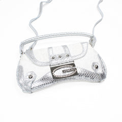 Gussaci Curved Baguette Bag White Silvery