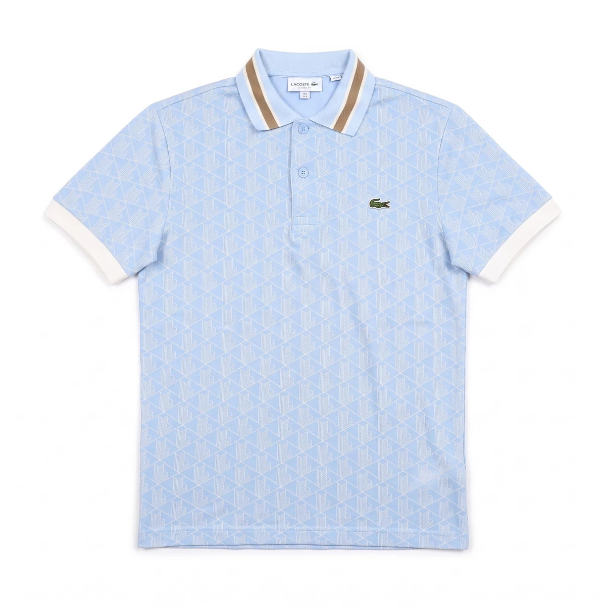 Lacoste Polo Casual Hellblau Weiß Herren Baumwolle – Vorderansicht