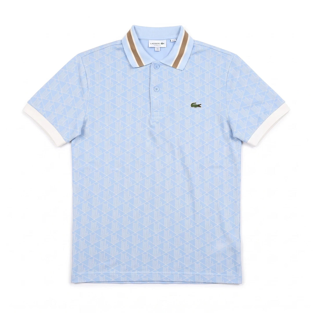 Lacoste Polo Casual Hellblau Weiß Herren Baumwolle – Vorderansicht