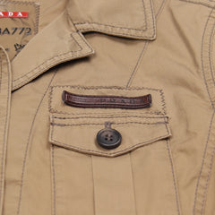 Prada Jacke Designer Beige Braun Damen Baumwolle, Polyurethan, Leder – Nahaufnahme-1