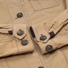Prada Jacke Designer Beige Braun Damen Baumwolle, Polyurethan, Leder – Nahaufnahme-3