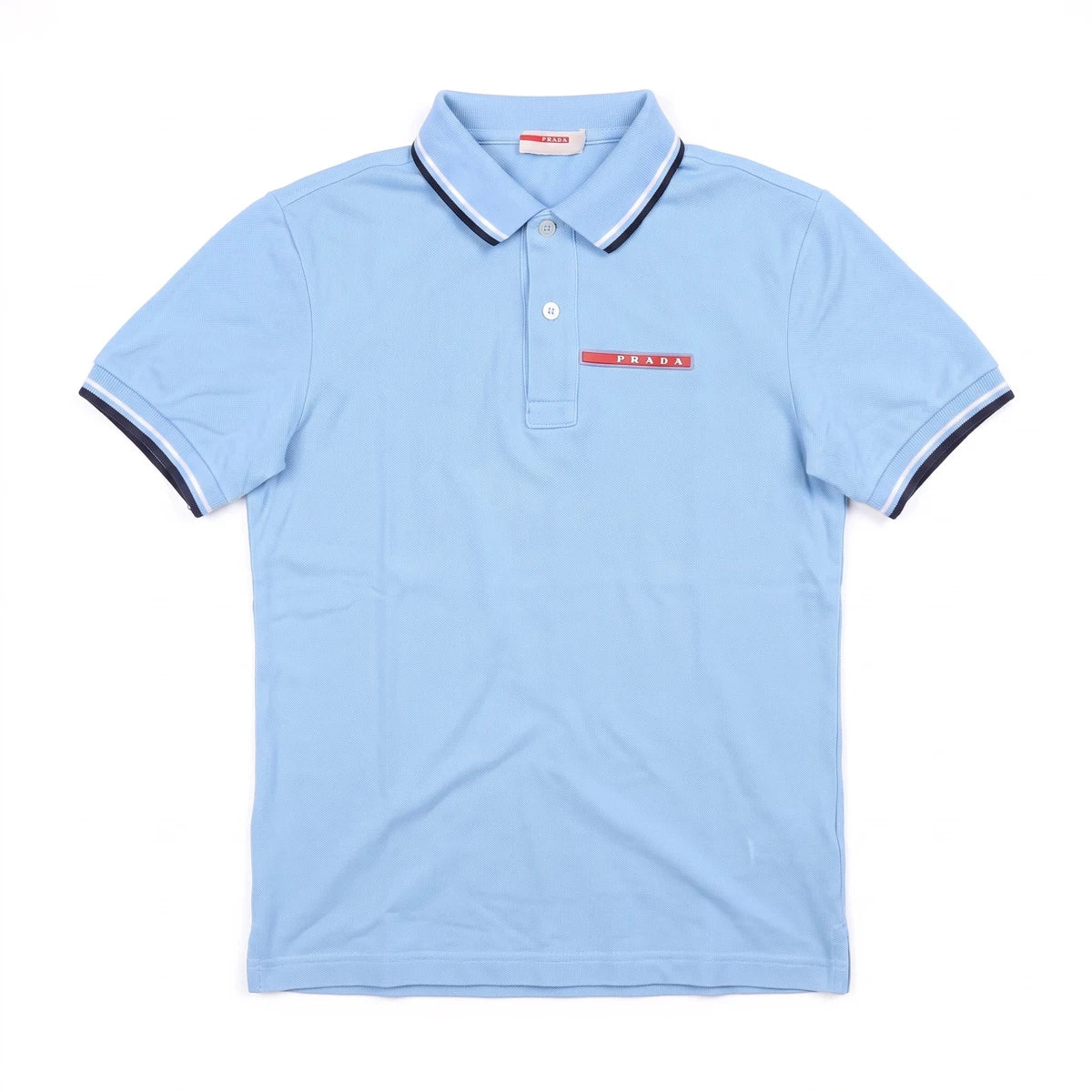 Prada Polo Designer Hellblau Herren Baumwolle – Vorderansicht