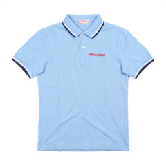 Prada Polo Designer Hellblau Herren Baumwolle – Vorderansicht