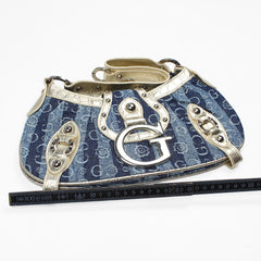 Gussaci Denim Baguette Bag Gold Light Denim