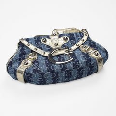 Gussaci Vintage Baguette Bag Gold Light Denim