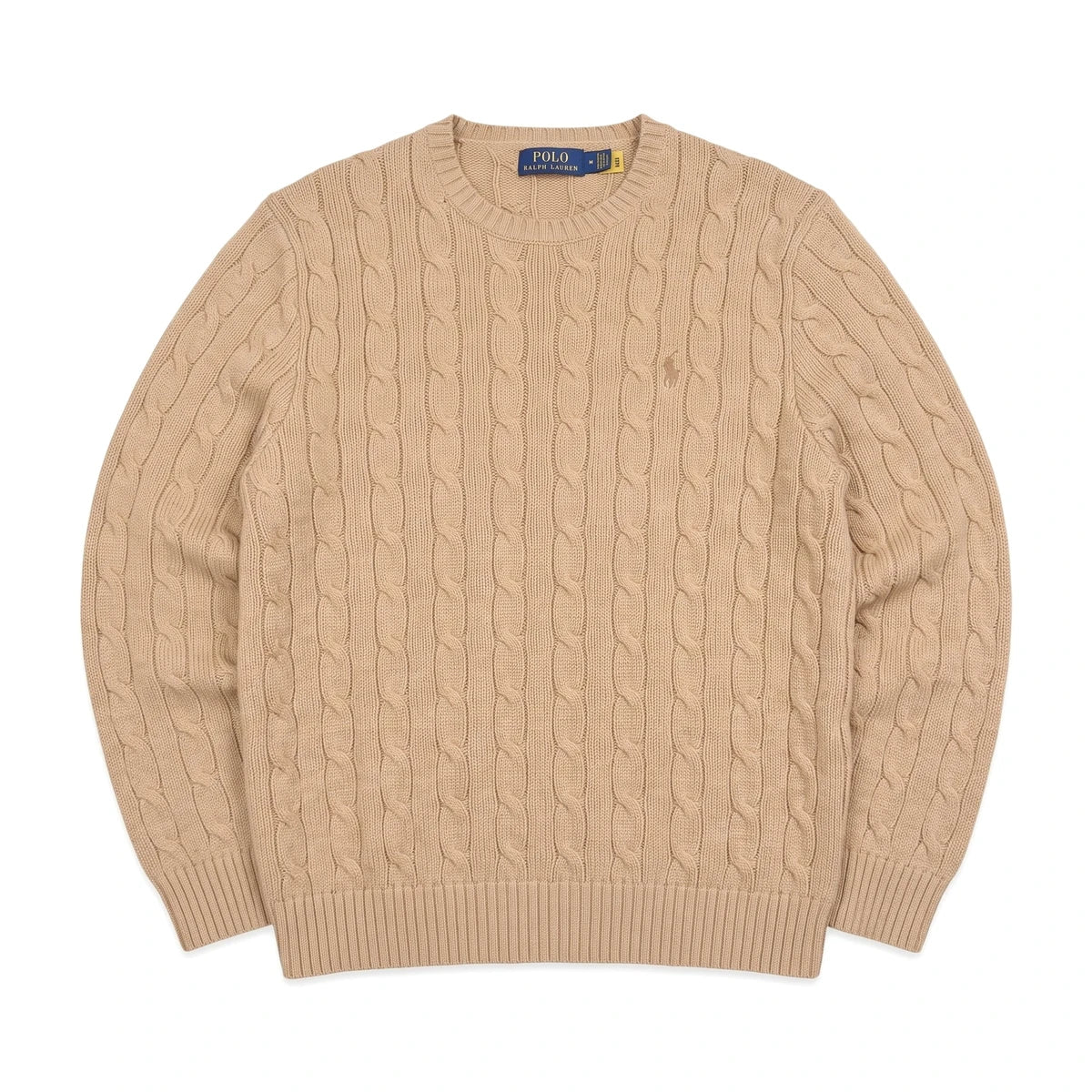 Ralph Lauren Knit Zopfmuster Beige Herren Baumwolle – Vorderansicht