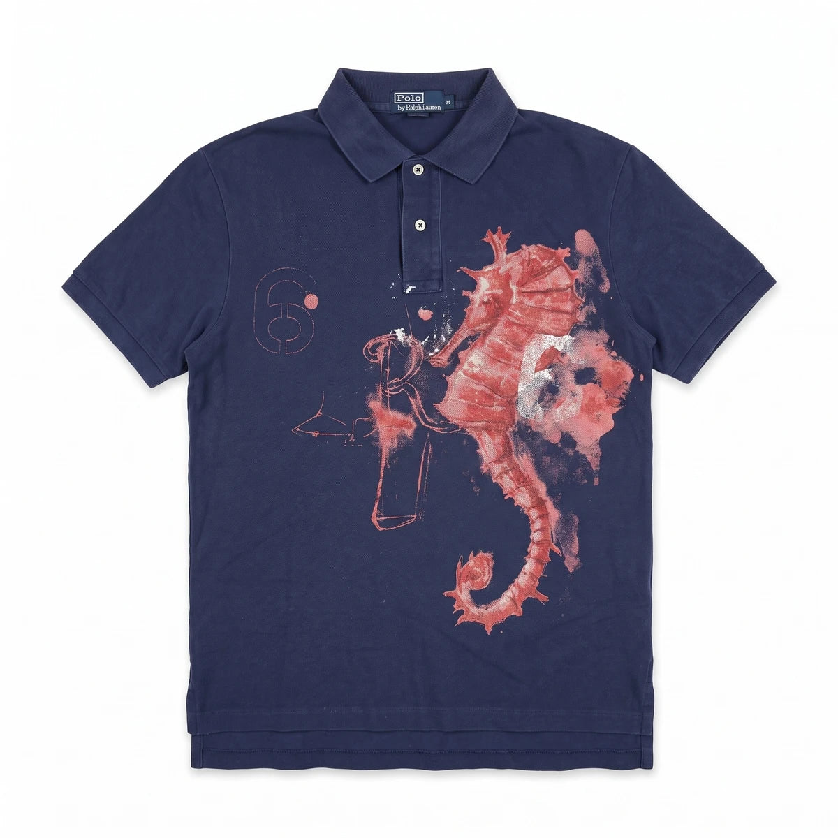 Ralph Lauren Polo Designer Marineblau Korallenrot Herren Baumwolle – Vorderansicht