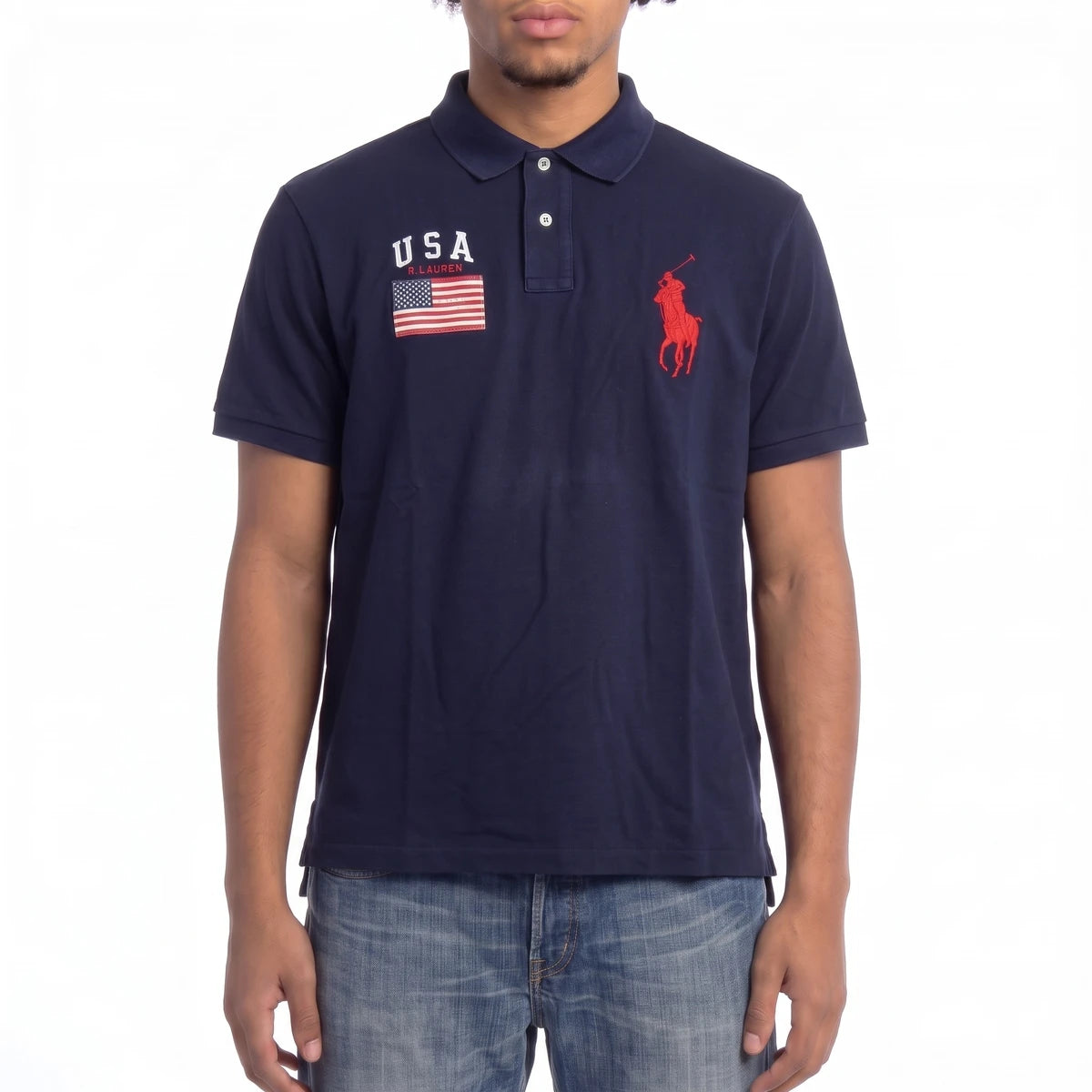 Ralph Lauren Polo Chief Keef Marineblau Rot Herren Baumwolle – Tragefoto_1