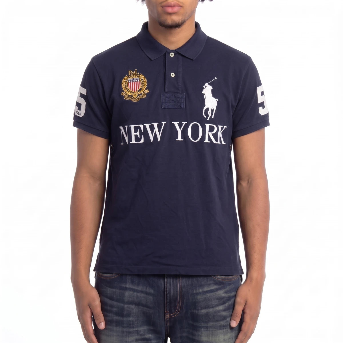 Ralph Lauren Polo Chief Keef Marineblau Weiß Herren Baumwolle – Tragefoto_1
