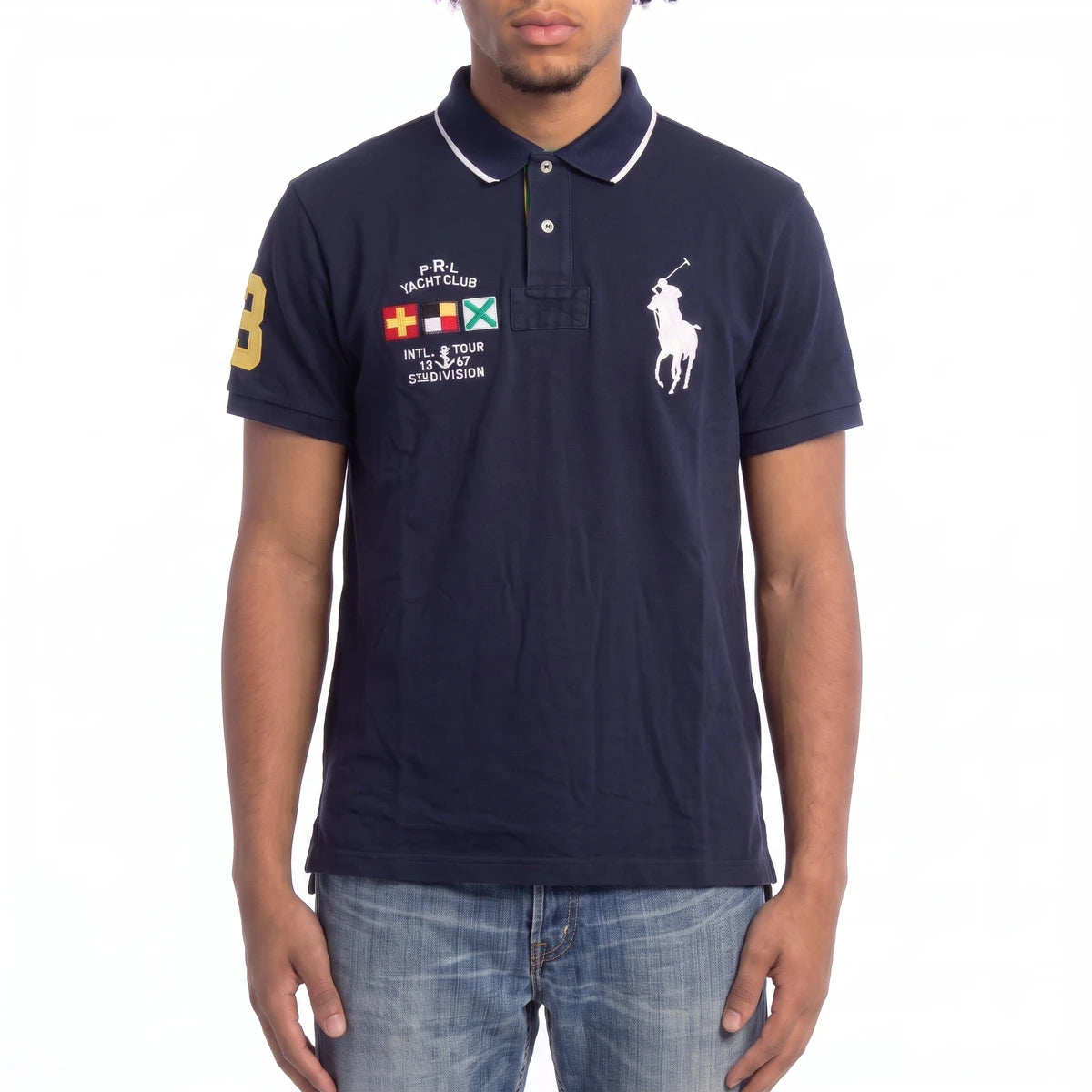 Ralph Lauren Polo Chief Keef Marineblau Weiß Herren Baumwolle – Tragefoto_1